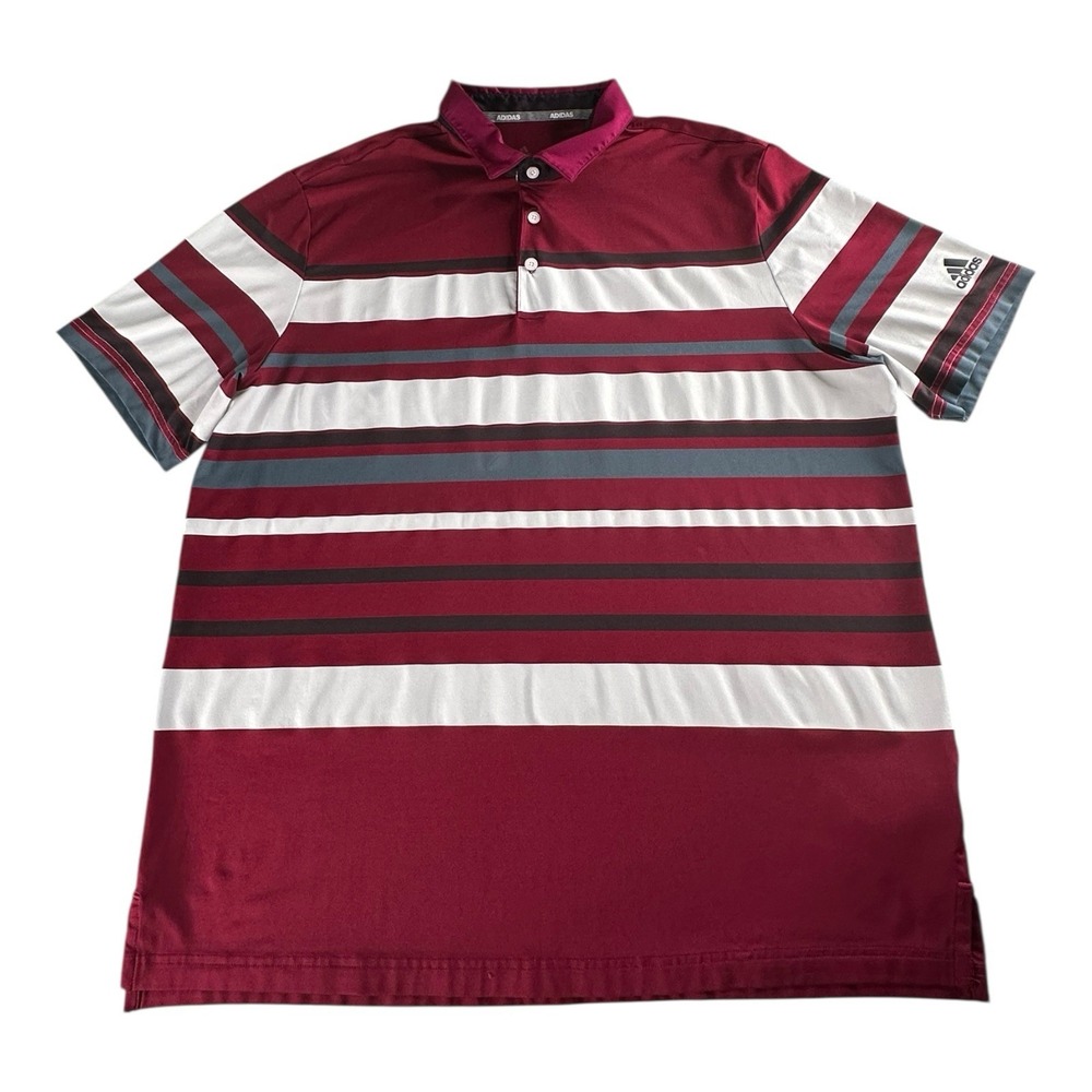 Adidas Celebration Golf Club Shirt Mens Size XL Stripe Casual‎ Button Logo Polo